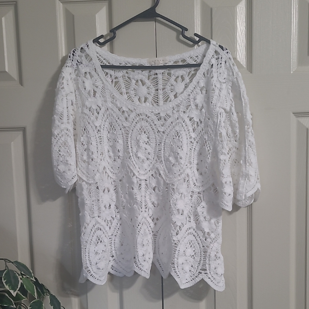 Adiva White Crochet Blouse